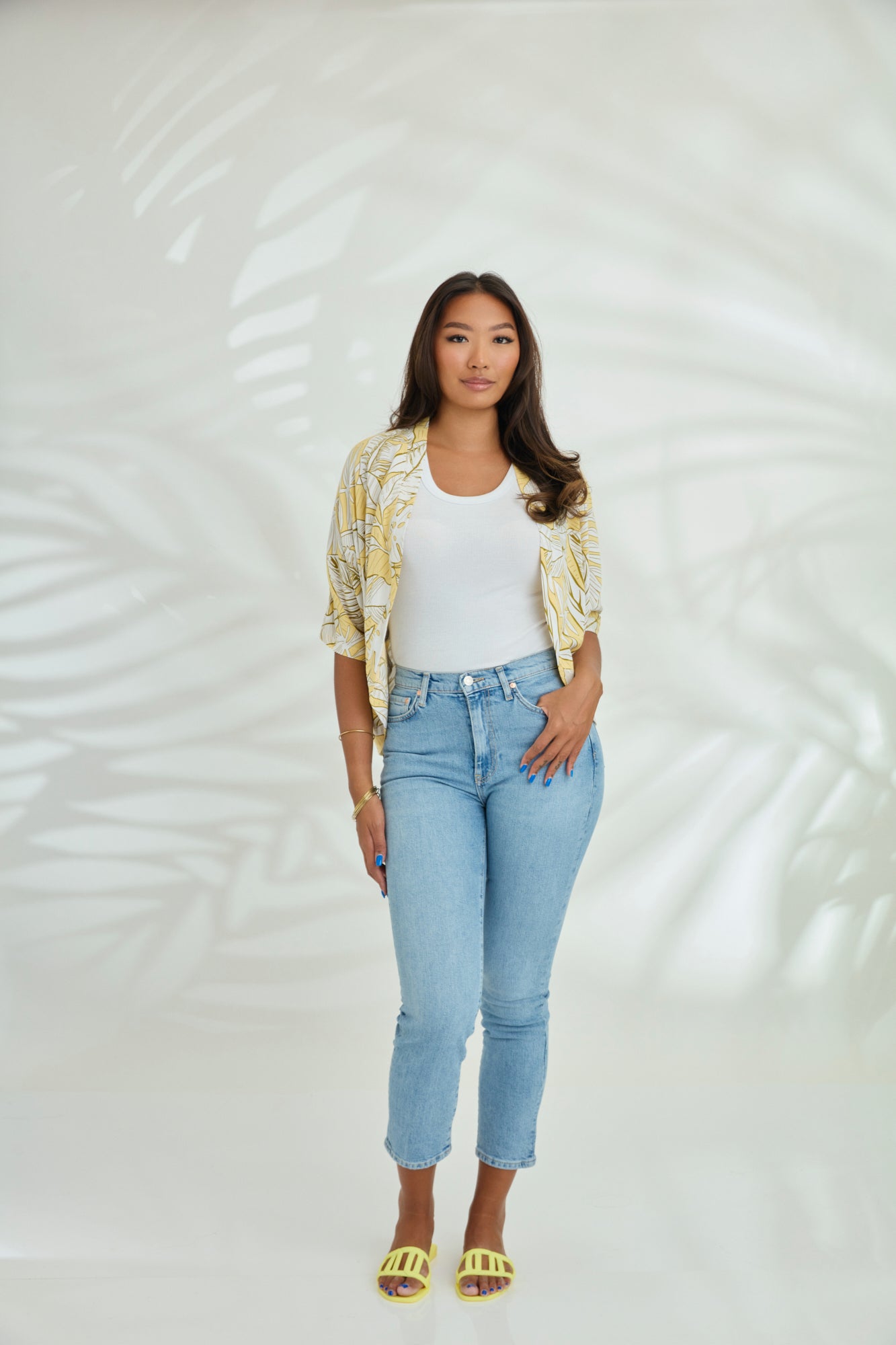 Kimono (Crop) - Yellow Palm