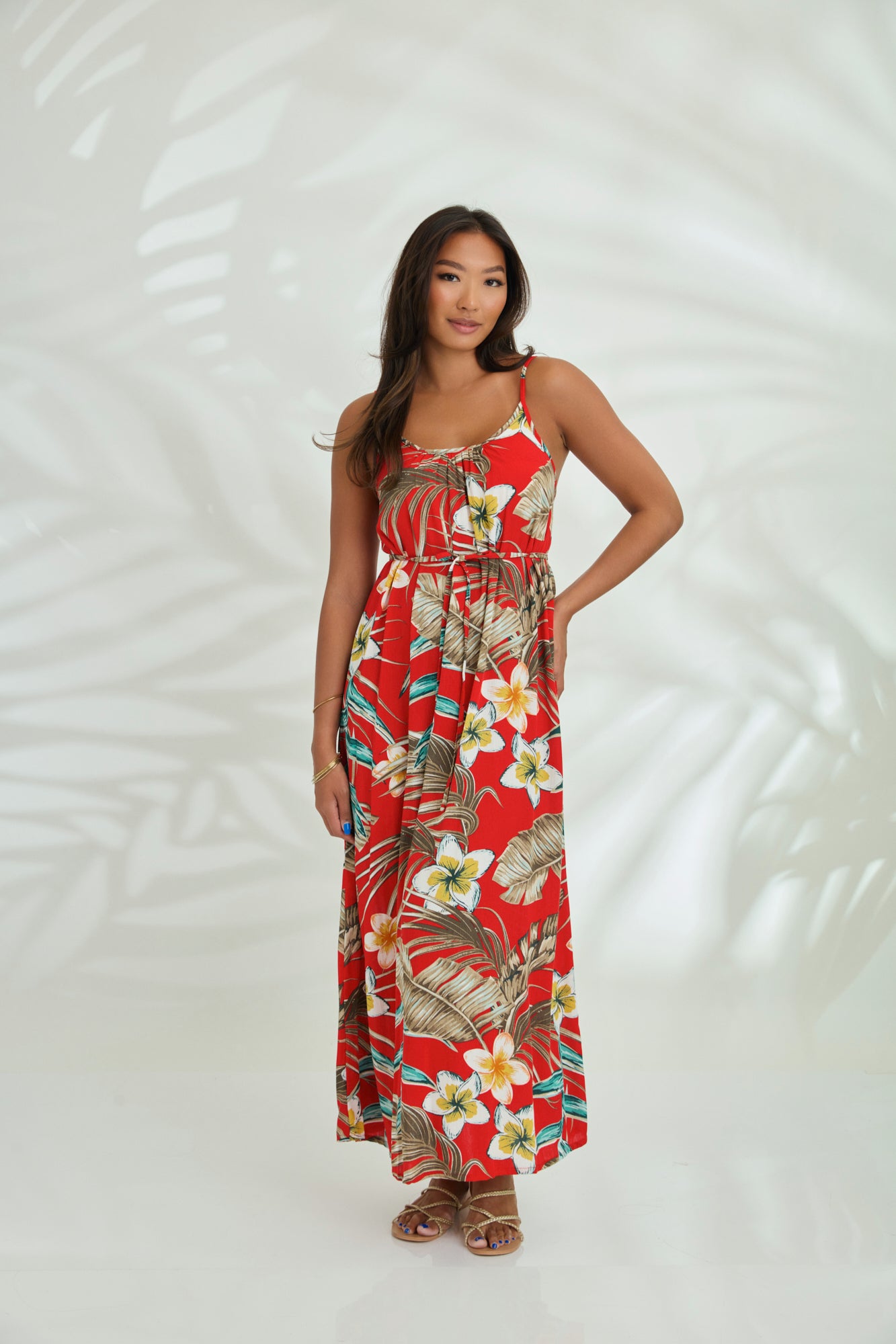Maxi with belt - Hawaii Red