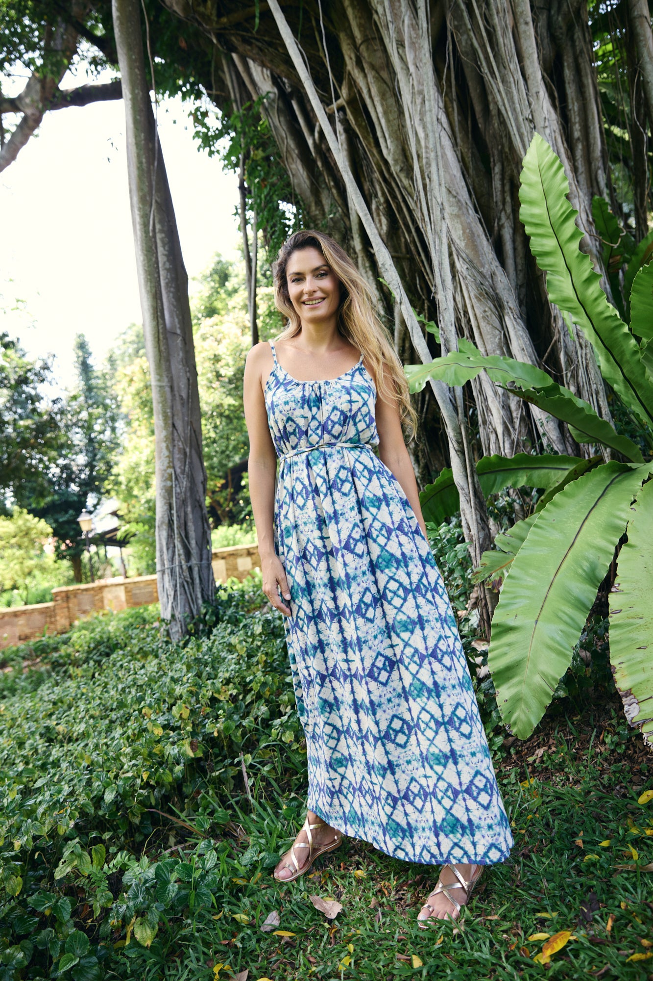 Maxi with belt - Diamond Tie Dye