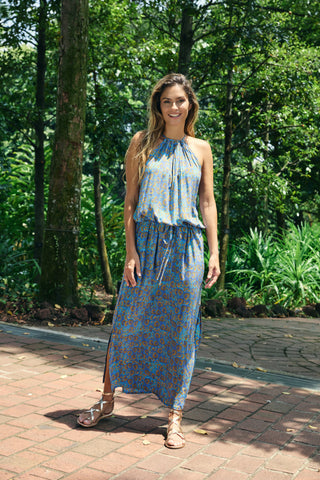 Maxi with belt - Slate Peach