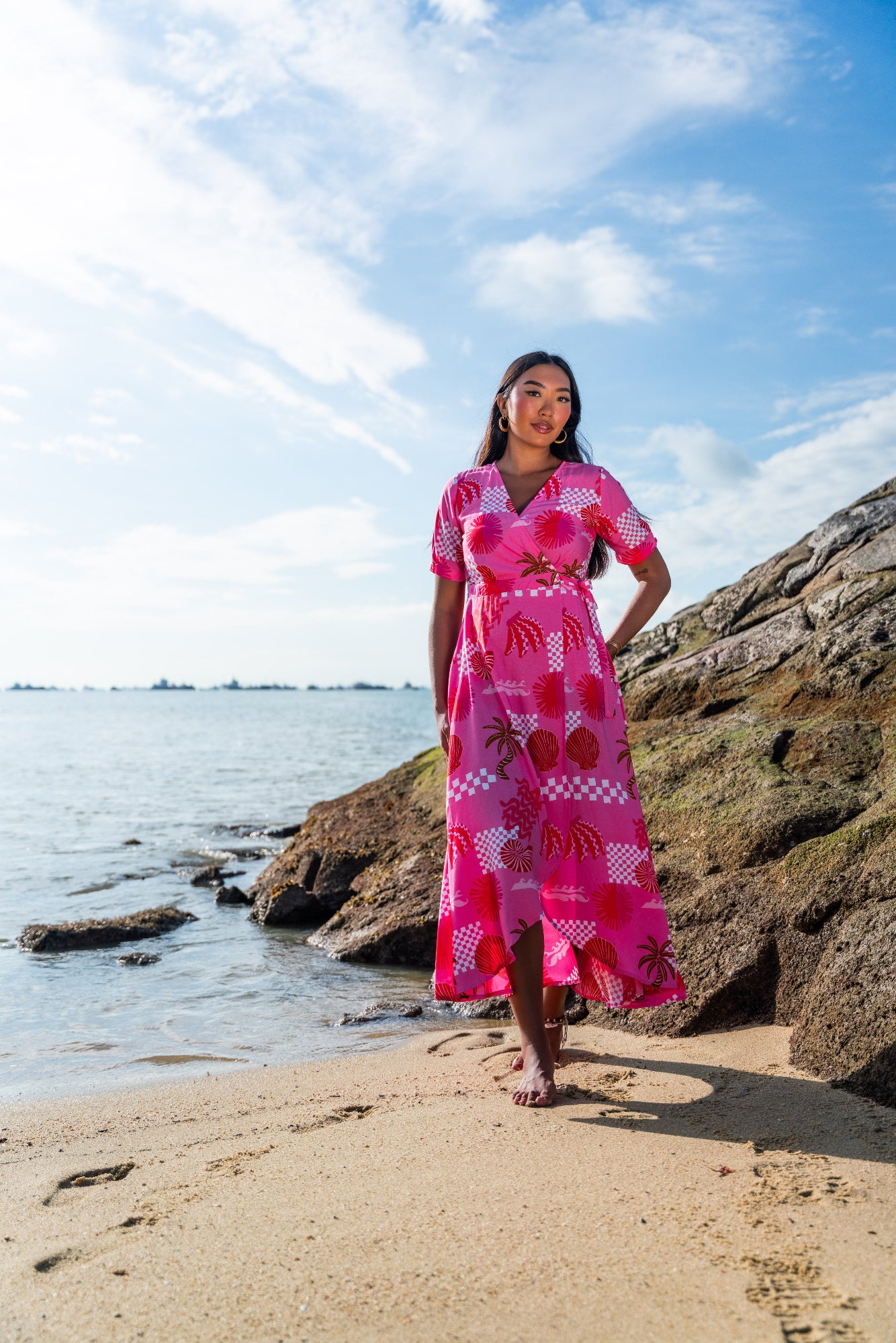 Renae Wrap Dress - Beachy