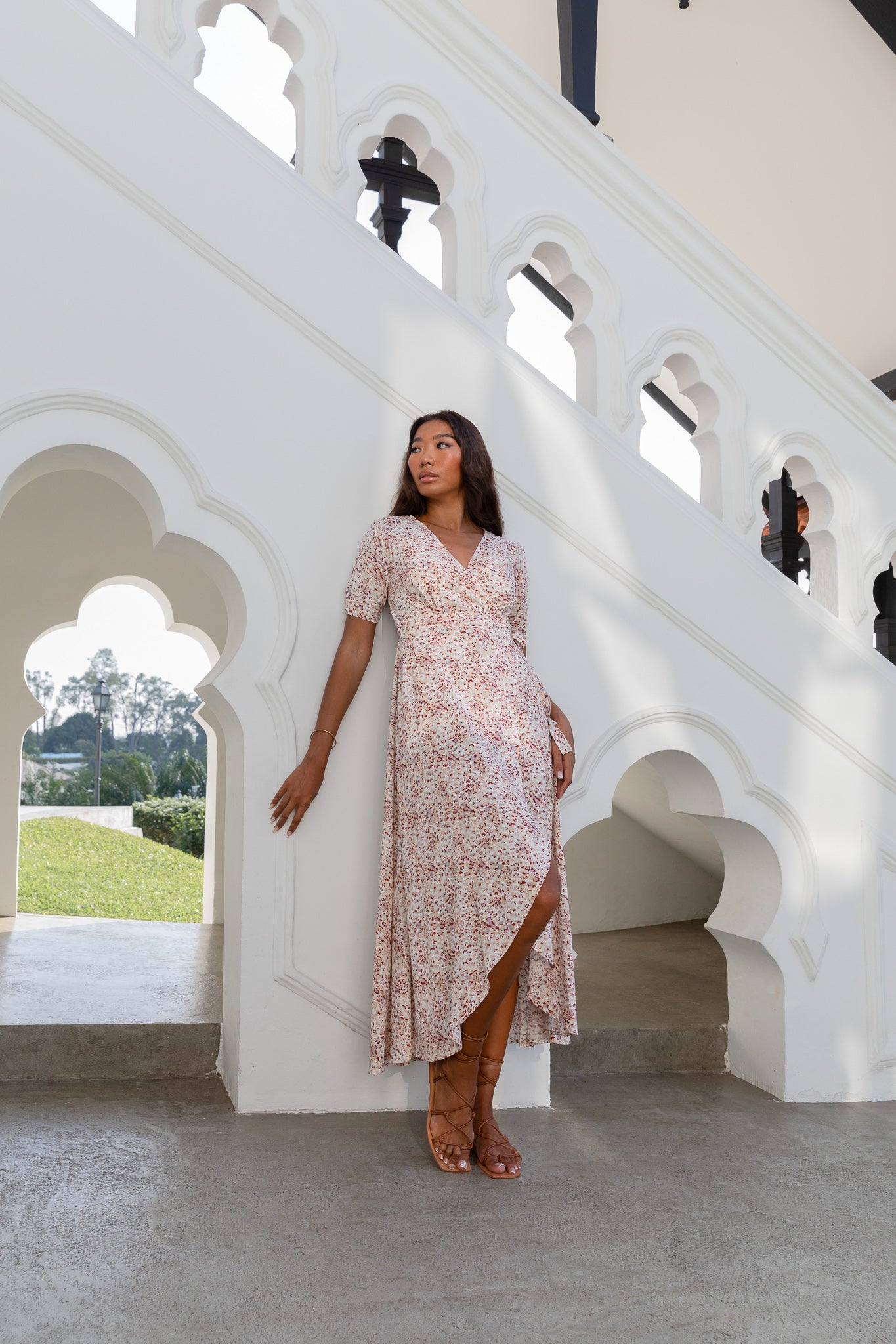 Renae Wrap Dress - Cheetah Cream
