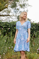 Emma Wrap Dress - Patchwork Blue