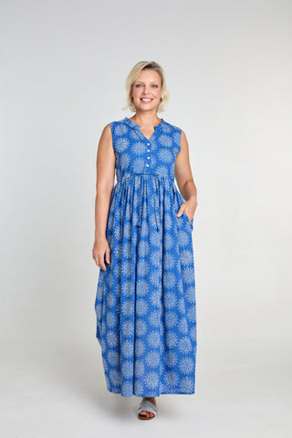 Maxi with belt - Blooming Blue