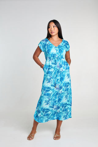 Maxi with belt - Blooming Blue