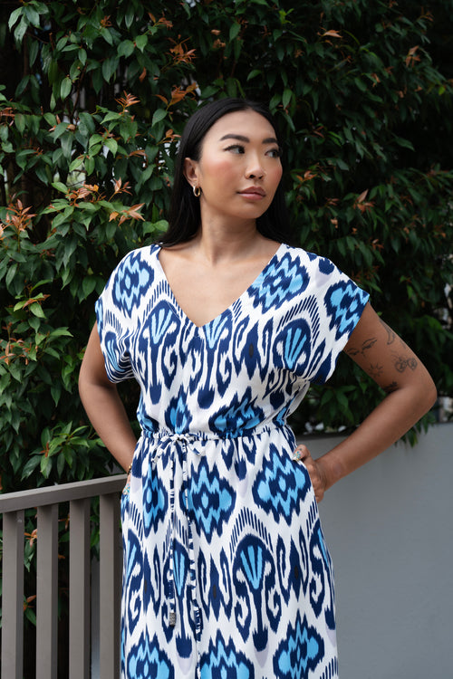 Dress Mia - Ikat Blue