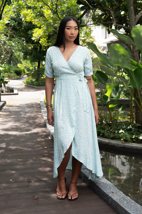 Renae Wrap Dress - Daisy Mint