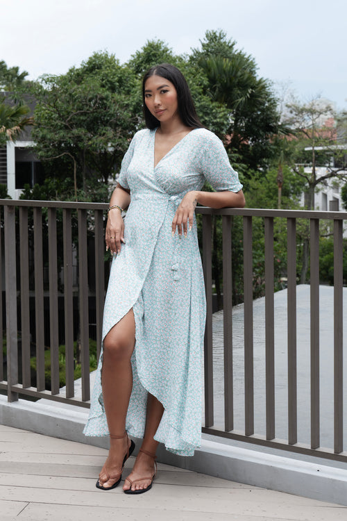 Renae Wrap Dress - Daisy Mint