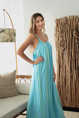 Maxi with belt - Stripe Green