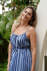 Maxi with belt - Stripe Blues