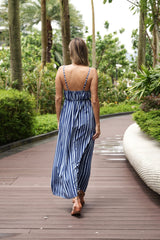 Maxi with belt - Stripe Blues