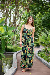 Maxi with belt - Black Tropical