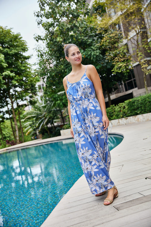 Maxi with belt - Butterfly Blue