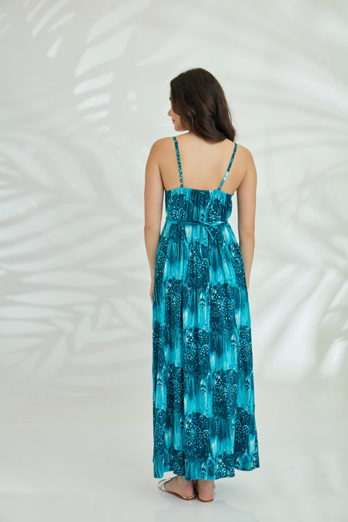 Maxi with belt - Dove Blue