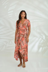 Renae Wrap Dress - Java Orange