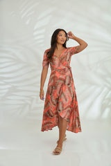 Renae Wrap Dress - Java Orange