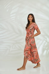 Renae Wrap Dress - Java Orange