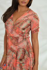 Renae Wrap Dress - Java Orange