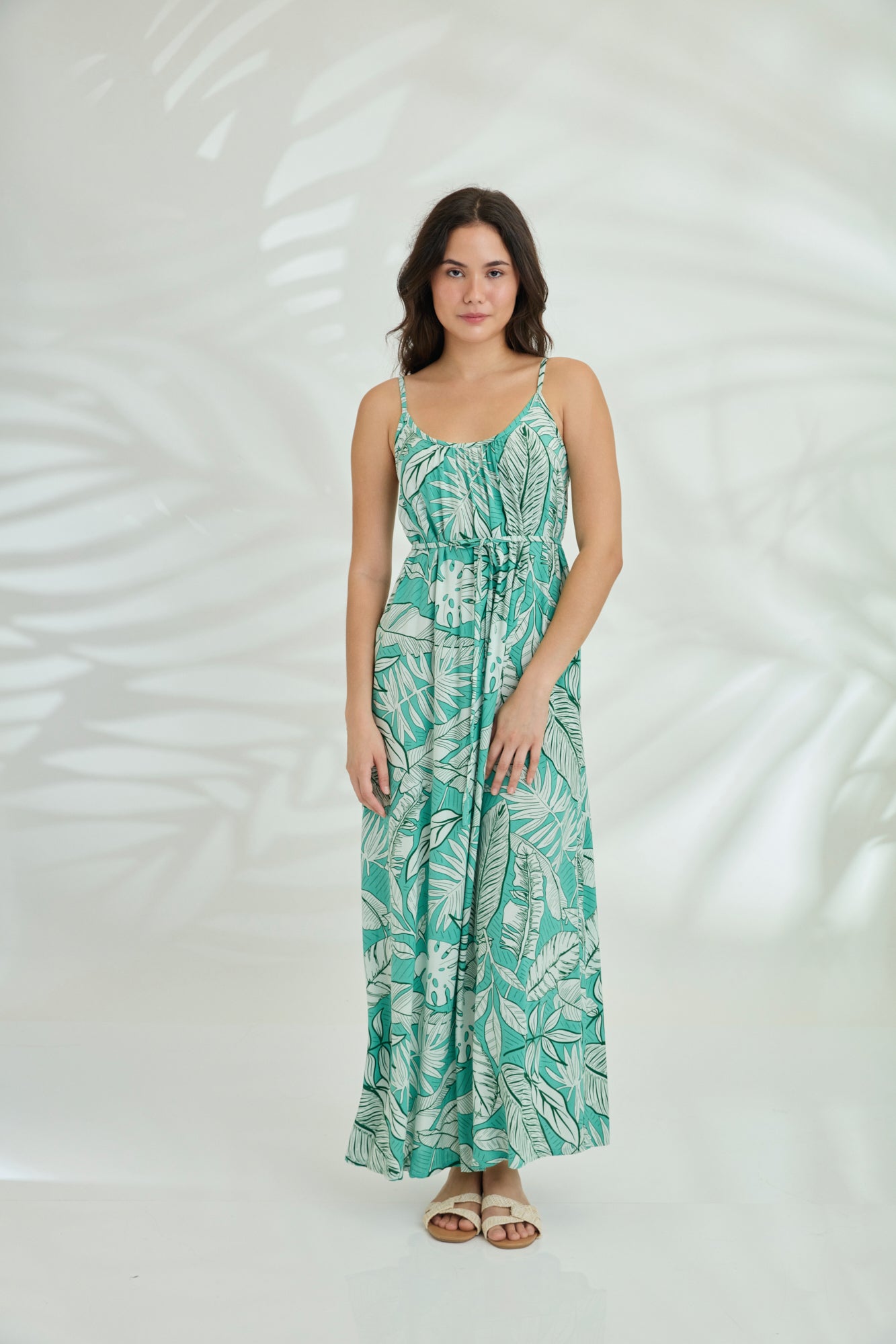 Maxi with belt - Green Palm
