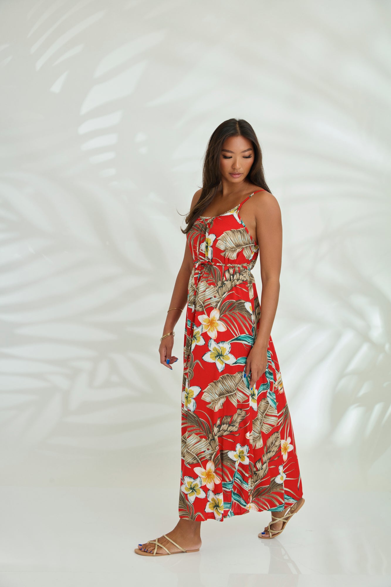 Maxi with belt - Hawaii Red
