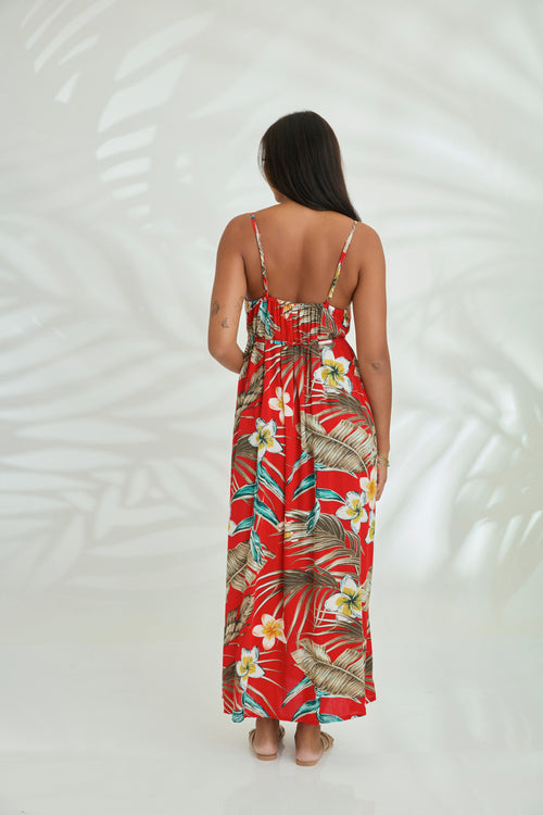 Maxi with belt - Hawaii Red