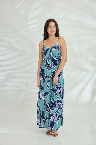 Maxi with belt - Butterfly Blue