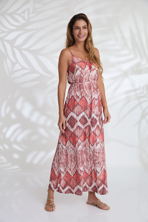 Maxi with belt - Diamond Red