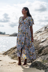 Renae Wrap Dress - Mediterranean