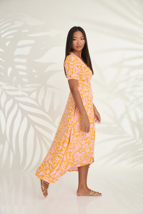 Renae Wrap Dress - Orange Dream