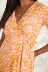 Renae Wrap Dress - Orange Dream