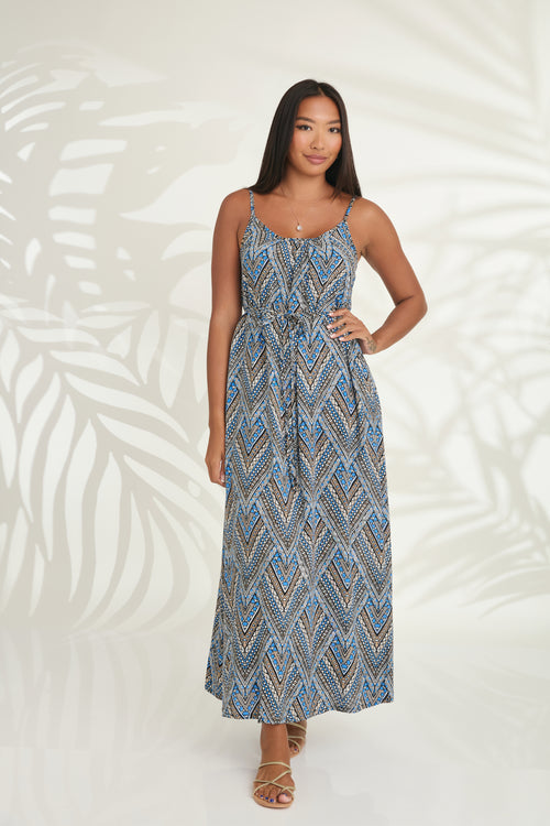 Maxi with belt - Spear Blue