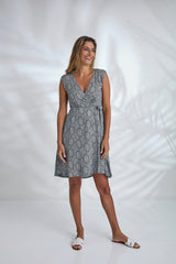 Sandy Wrap Dress - Black Damask