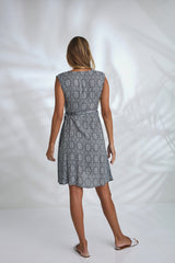 Sandy Wrap Dress - Black Damask