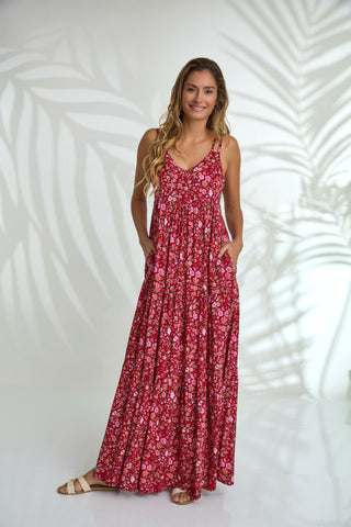 Maxi with belt - Red Rays