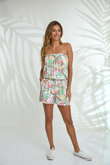 Playsuit Strapless - Pastel Botanic