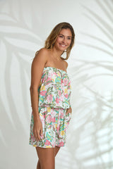 Playsuit Strapless - Pastel Botanic