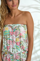Playsuit Strapless - Pastel Botanic