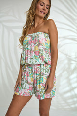 Playsuit Strapless - Pastel Botanic