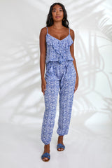 Frill Jumpsuit - Peacock Blue