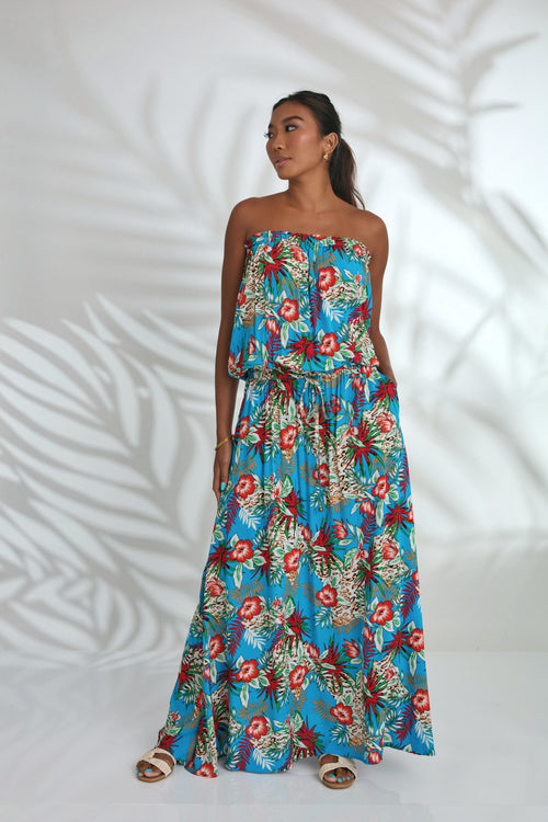 Mandy Dress - Blue Hibiscus